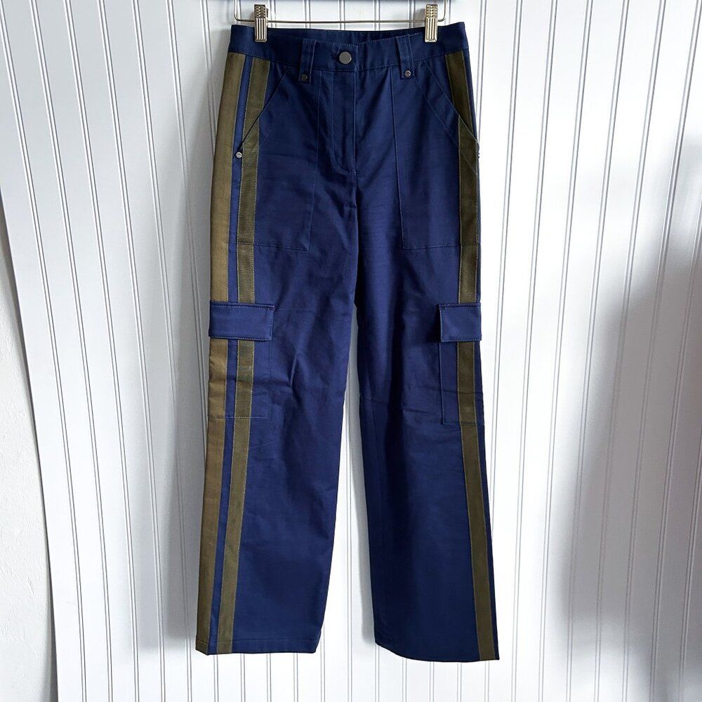 TWP Wide Leg Cargo Twill Navy Blue / Green Isa Pants Size 0